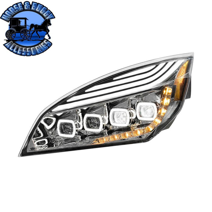 Dark Slate Gray QUAD-LED HEADLIGHT WITH LED DRL & SEQ. SIGNAL FOR 2018-2023 FREIGHTLINER CASCADIA (Choose Color) (Choose Side) HEADLIGHT Chrome / Driver's Side