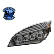 QUAD-LED HEADLIGHT WITH LED DRL & SEQ. SIGNAL FOR 2018-2023 FREIGHTLINER CASCADIA (Choose Color) (Choose Side) HEADLIGHT Chrome / Driver's Side,Chrome / Passenger's side,Black / Driver's Side,Black / Passenger's side Dark Slate Gray