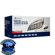 QUAD-LED HEADLIGHT WITH LED DRL & SEQ. SIGNAL FOR 2018-2023 FREIGHTLINER CASCADIA (Choose Color) (Choose Side) HEADLIGHT Chrome / Driver's Side,Chrome / Passenger's side,Black / Driver's Side,Black / Passenger's side Light Gray