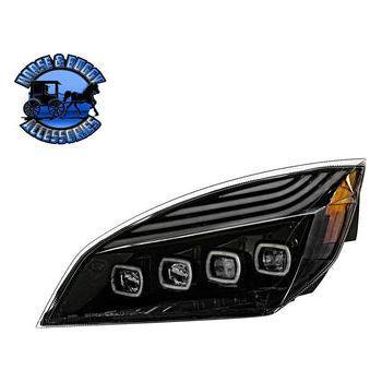 QUAD-LED HEADLIGHT WITH LED DRL & SEQ. SIGNAL FOR 2018-2023 FREIGHTLINER CASCADIA (Choose Color) (Choose Side) HEADLIGHT Chrome / Driver's Side,Chrome / Passenger's side,Black / Driver's Side,Black / Passenger's side Black