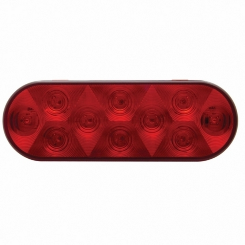 UP-36771B 10 LED Oval Light (Stop, Turn & Tail) - Red LED/Red Lens (Bulk)