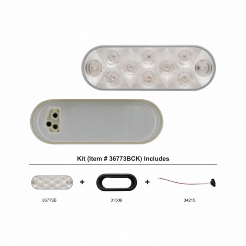 Kit de luces utilitarias ovaladas de 10 LED de 6" - LED blanco/lente transparente