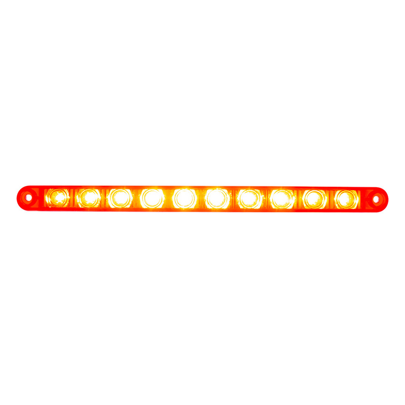 Barra de luces con función de giro dividido de 10 LED de 9" - LED rojo/lente roja (a granel)