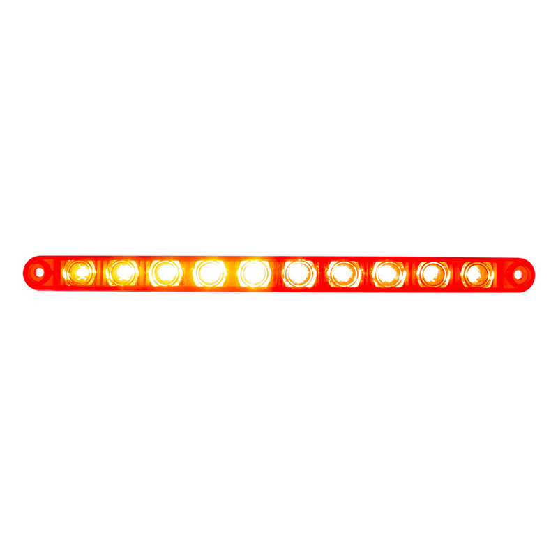 Barra de luces con función de giro dividido de 10 LED de 9" - LED rojo/lente roja (a granel)