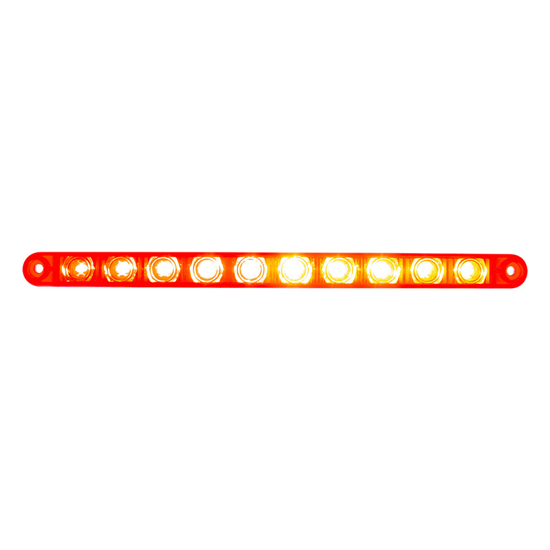 Barra de luces con función de giro dividido de 10 LED de 9" - LED rojo/lente roja (a granel)