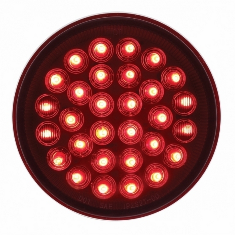 Luz redonda de 30 LED de 4" (freno, giro y cola) - LED rojo/lente roja