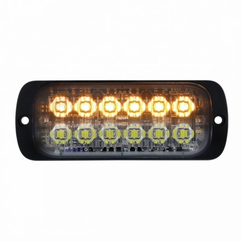 Luz de advertencia súper delgada de 12 LED de alta potencia - LED ámbar y LED blanco (a granel)