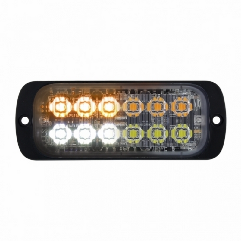 Luz de advertencia súper delgada de 12 LED de alta potencia - LED ámbar y LED blanco (a granel)