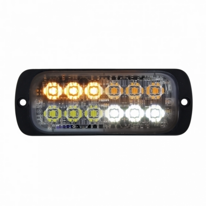 Luz de advertencia súper delgada de 12 LED de alta potencia - LED ámbar y LED blanco (a granel)