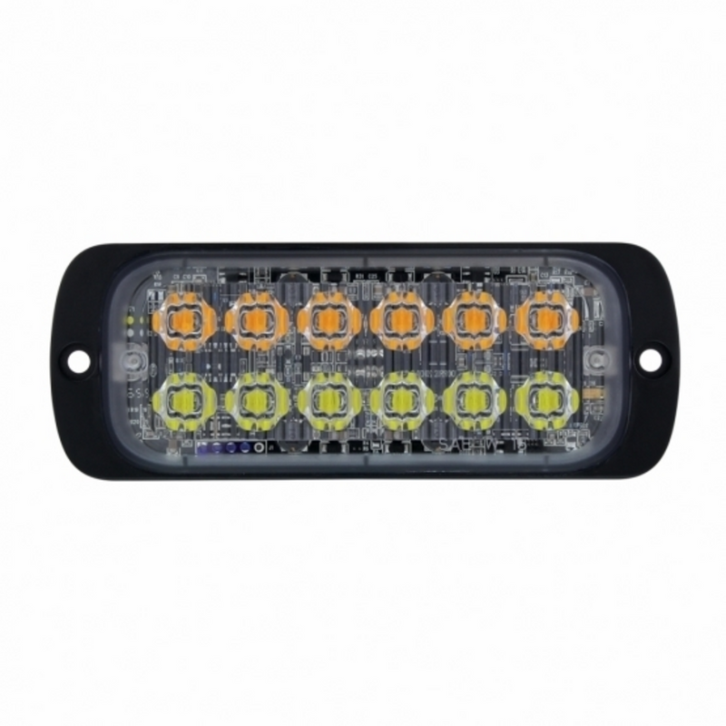Luz de advertencia súper delgada de 12 LED de alta potencia - LED ámbar y LED blanco (a granel)