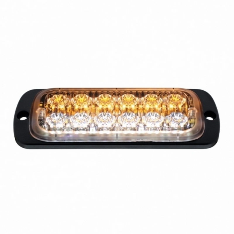 Luz de advertencia súper delgada de 12 LED de alta potencia - LED ámbar y LED blanco (a granel)