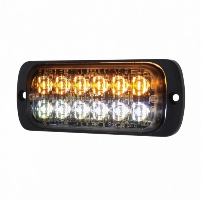 Luz de advertencia súper delgada de 12 LED de alta potencia - LED ámbar y LED blanco (a granel)
