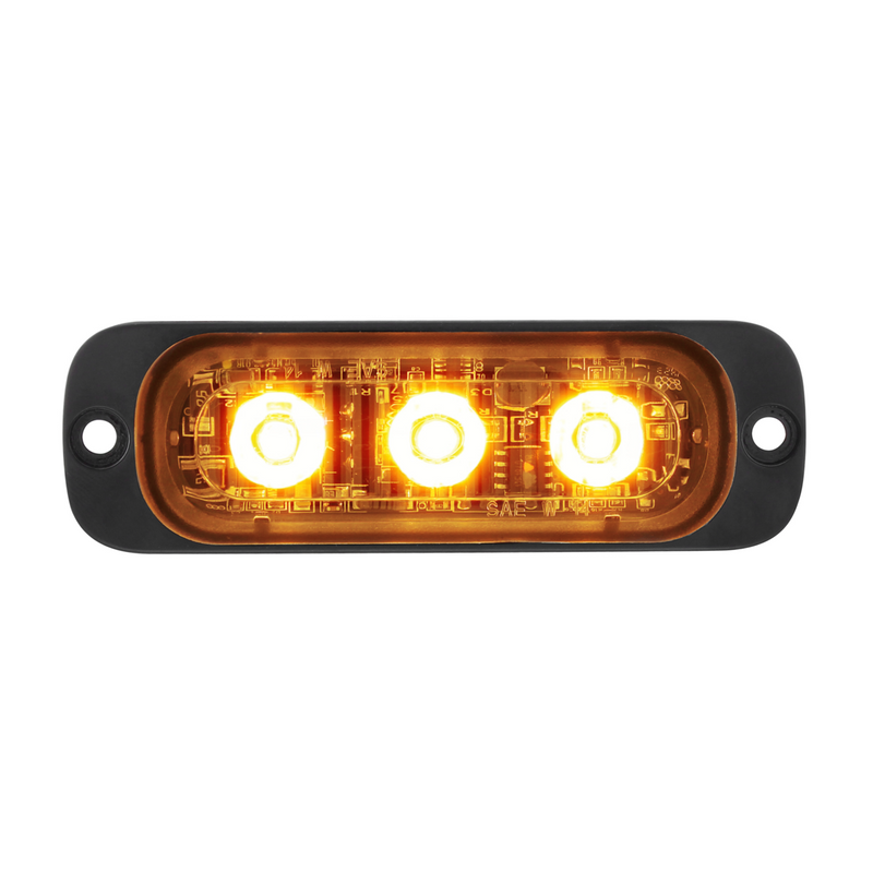 Luz de advertencia súper delgada de 3 LED de alta potencia - LED ámbar (a granel)