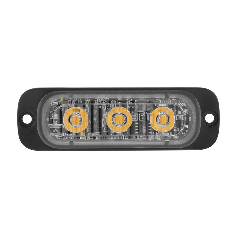 Luz de advertencia súper delgada de 3 LED de alta potencia - LED ámbar (a granel)