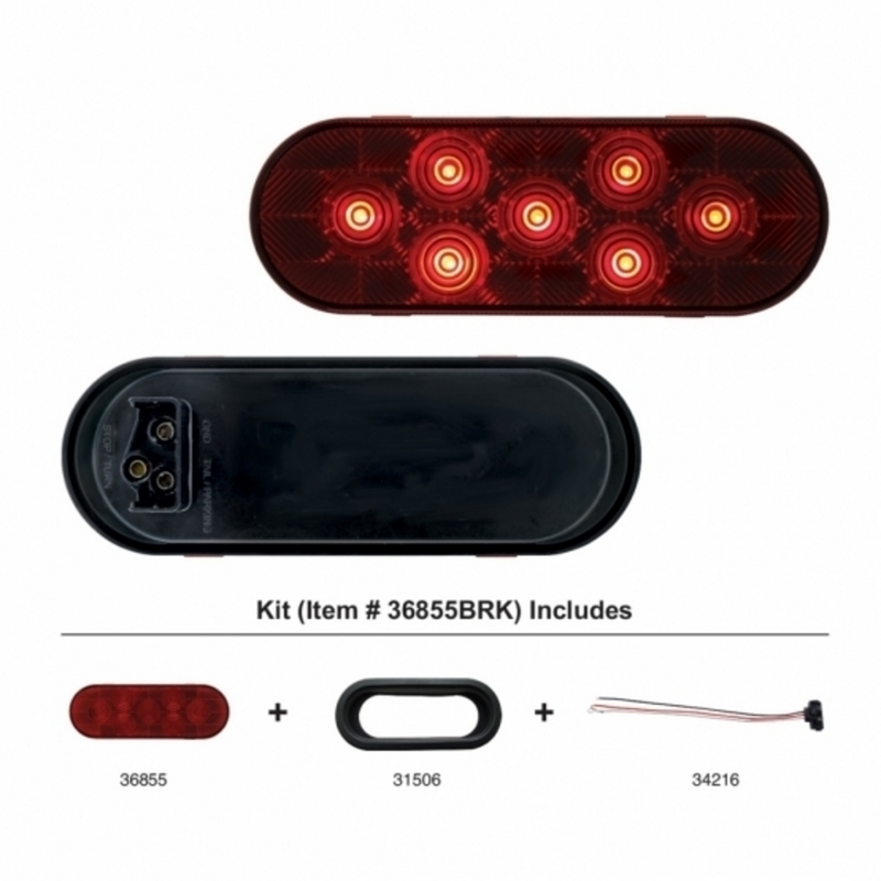 Kit de luces ovaladas de 7 LED (freno, giro y cola) - LED rojo/lente roja