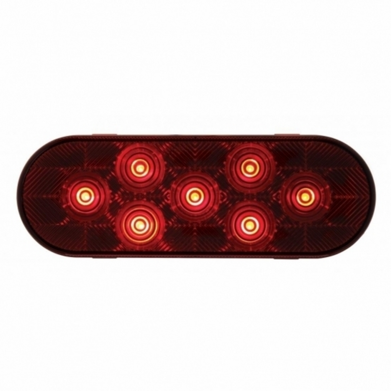 7 LED Oval Light (Stop, Turn & Tail) - Red LED/Red Lens