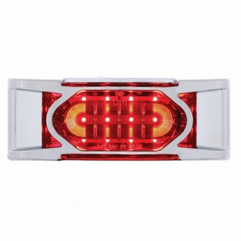 Luz reflectora de 16 LED (liquidación/marcador) con bisel cromado - LED rojo/lente roja
