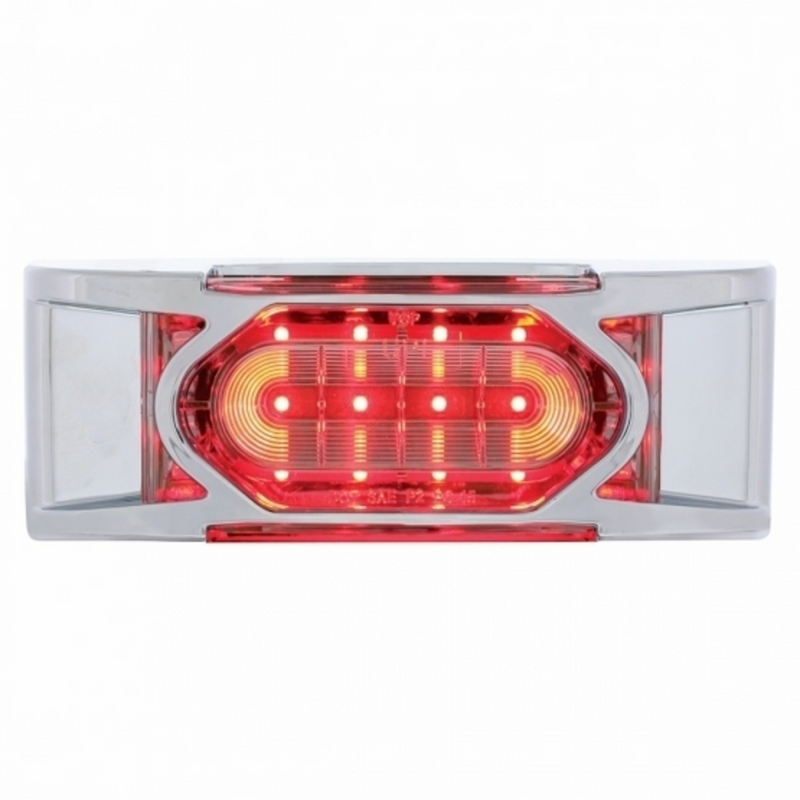 UP-36896 16 LED Reflector Light (Clearance/Marker) With Chrome Bezel - Red LED/Clear Lens
