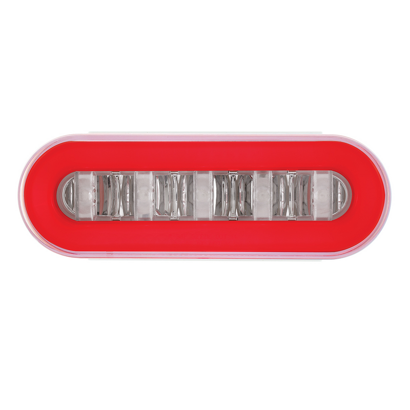 GloLight ovalada de 22 LED de 6" con diseño interior de barra divisoria (parada, giro y cola) - LED rojo/inserto rojo (a granel)