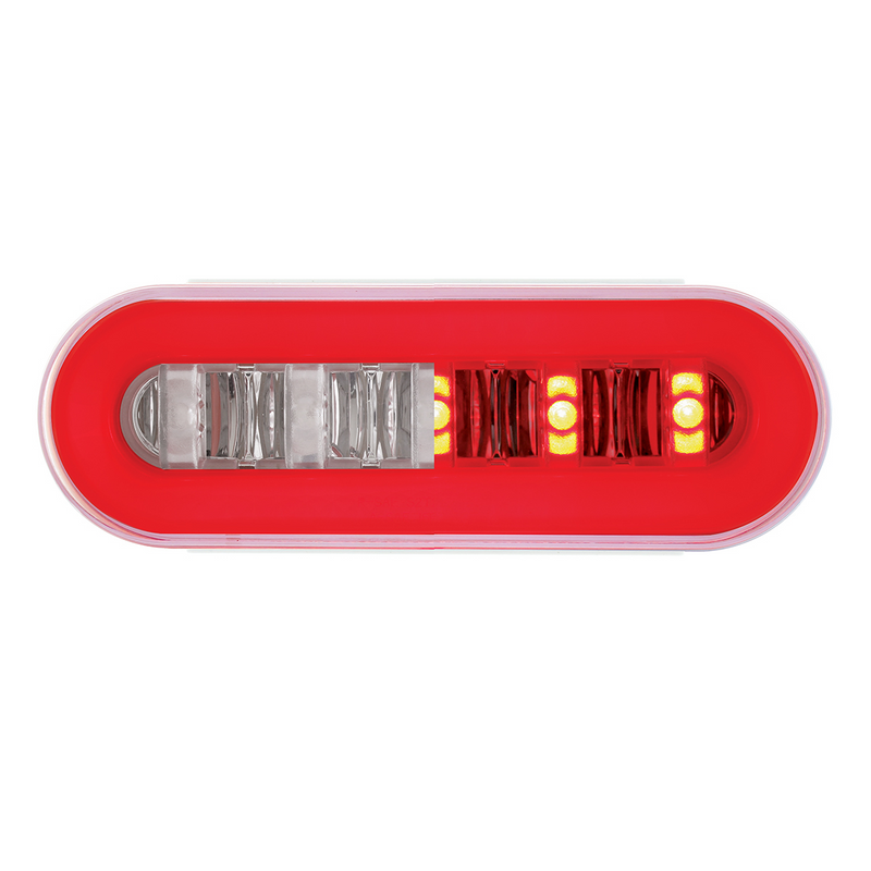 GloLight ovalada de 22 LED de 6" con diseño interior de barra divisoria (parada, giro y cola) - LED rojo/inserto rojo (a granel)