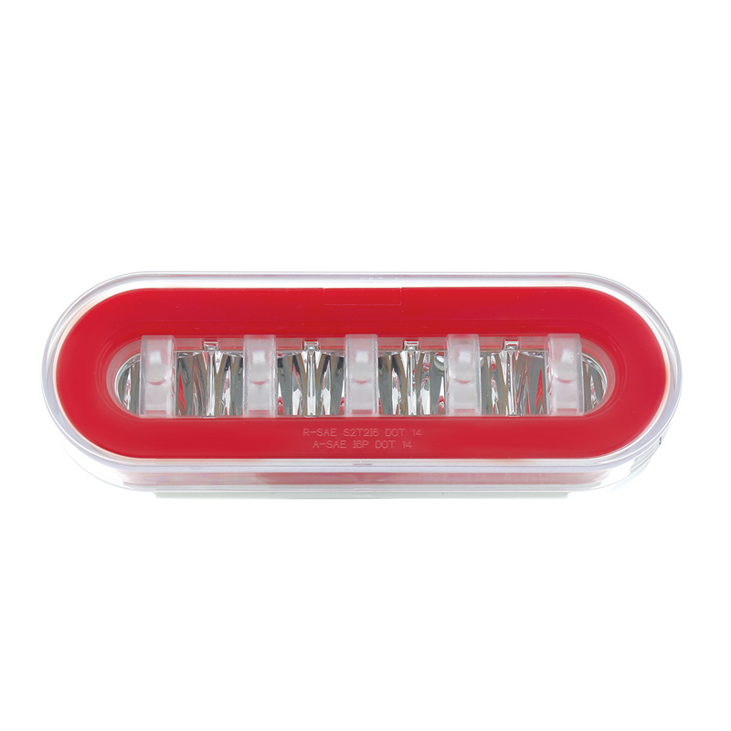 22 LED 6" Oval GloLight With Divider Bar Inner Design (Stop, Turn & Tail) - Red LED/Red Insert (Card)