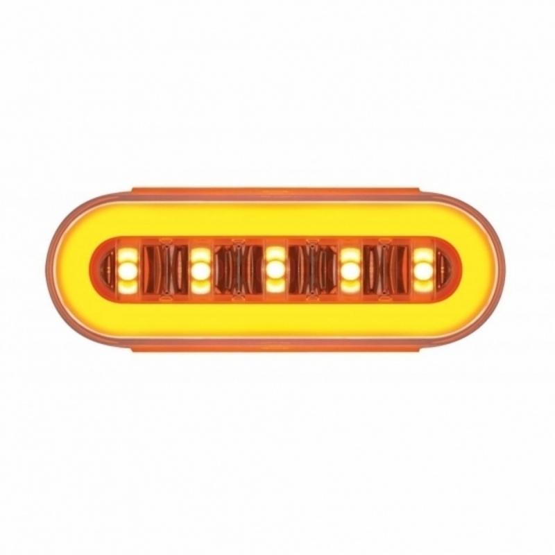 22 LED 6" Oval Clear Lens With Halo Insert GloLight Light Kit - Amber LEDs/Amber Insert (Each)
