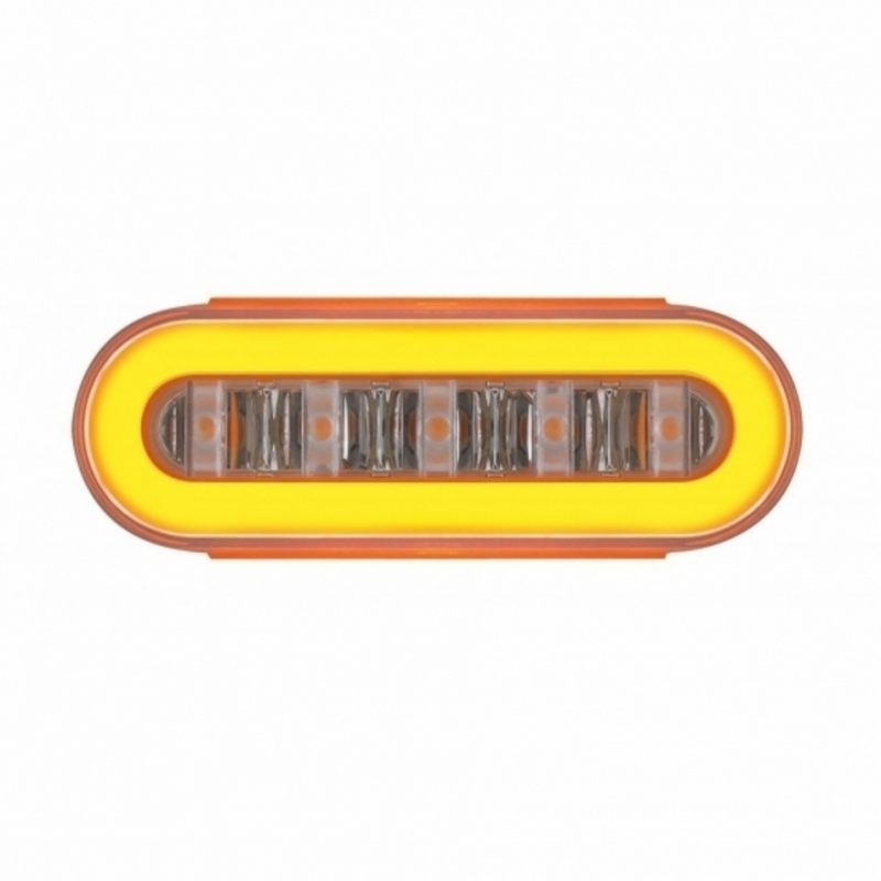 22 LED 6" Oval Clear Lens With Halo Insert GloLight Light Kit - Amber LEDs/Amber Insert (Each)