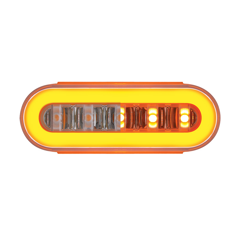 Lente transparente ovalada de 22 LED de 6" con luz GloLight con inserto de halo - LED ámbar/inserto ámbar (a granel)
