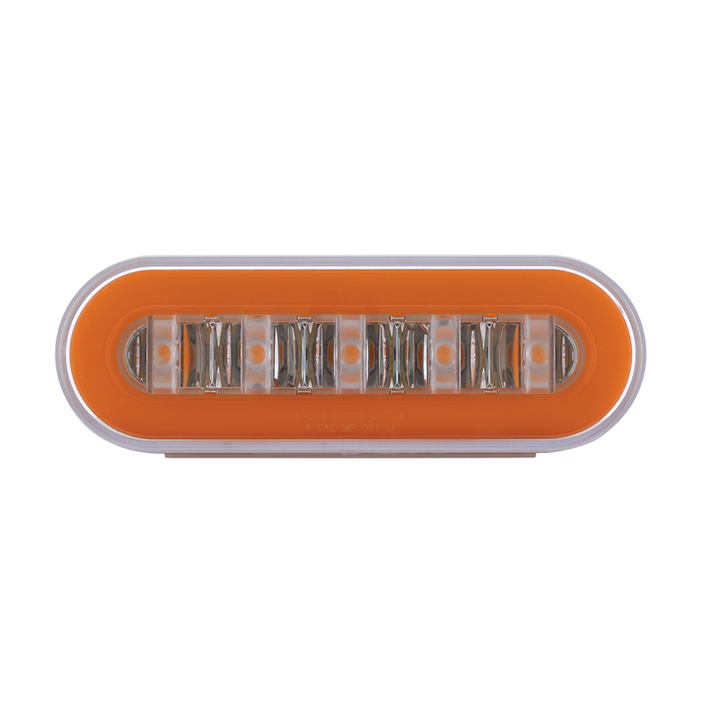 Lente transparente ovalada de 22 LED de 6" con luz GloLight con inserto de halo - LED ámbar/inserto ámbar (a granel)
