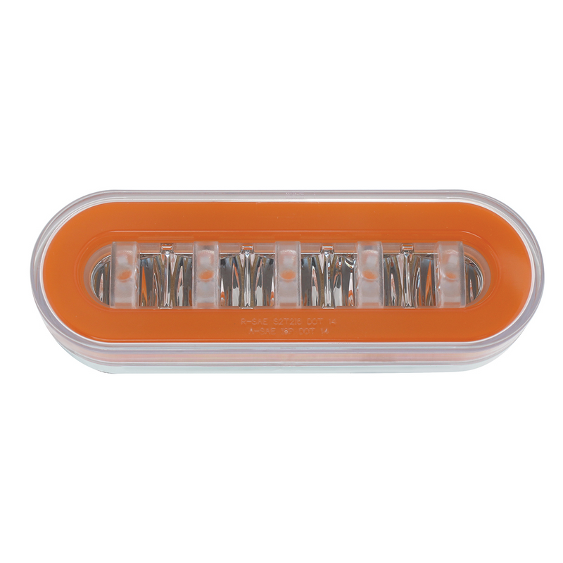 Lente transparente ovalada de 22 LED de 6" con luz GloLight con inserto de halo - LED ámbar/inserto ámbar (a granel)
