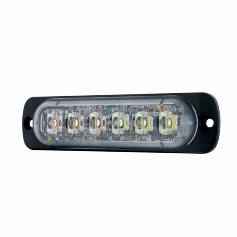 Luz de advertencia direccional súper delgada de 6 LED de alta potencia - LED ámbar y blanco (a granel)