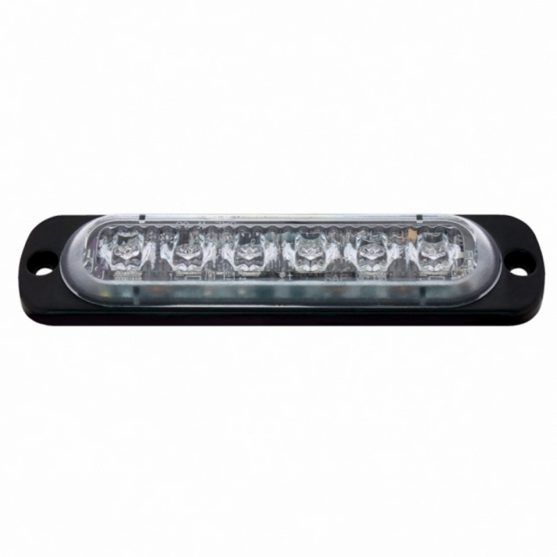 Luz de advertencia direccional súper delgada de 6 LED de alta potencia - LED ámbar y blanco (a granel)