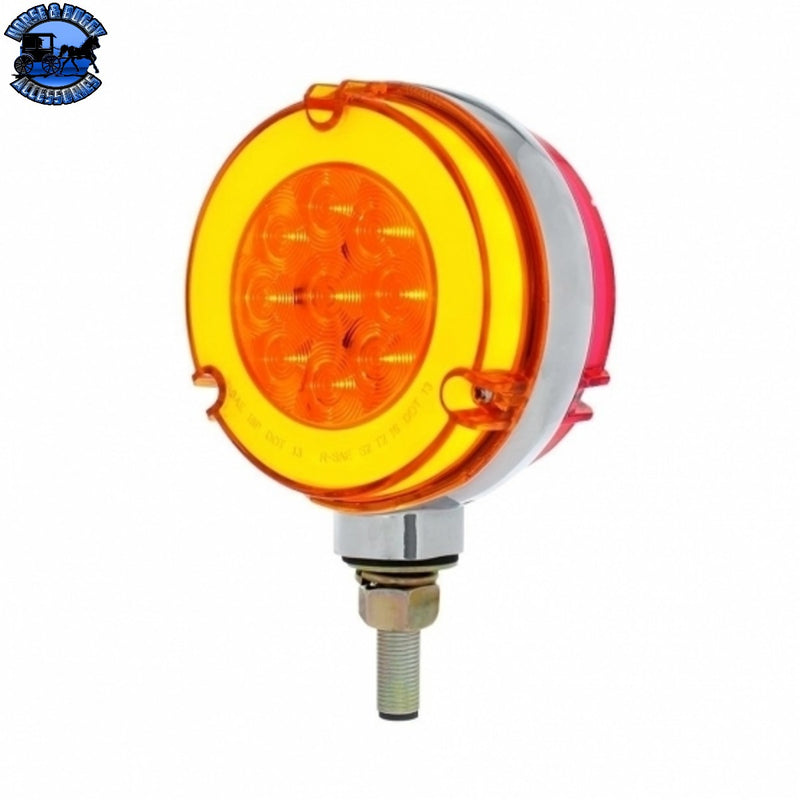 UP-37083 54 LED Single Stud Double Face GloLight (Turn Signal) - Amber & Red LED/Amber & Red Lens
