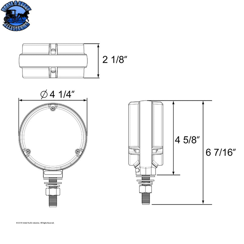 UP-37083 54 LED Single Stud Double Face GloLight (Turn Signal) - Amber & Red LED/Amber & Red Lens