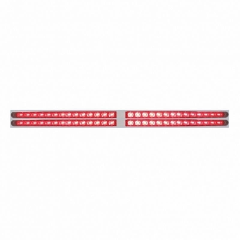 Placa de guardabarros superior cromada con cuatro barras de luces de 14 LED de 24" - LED rojo/lente roja