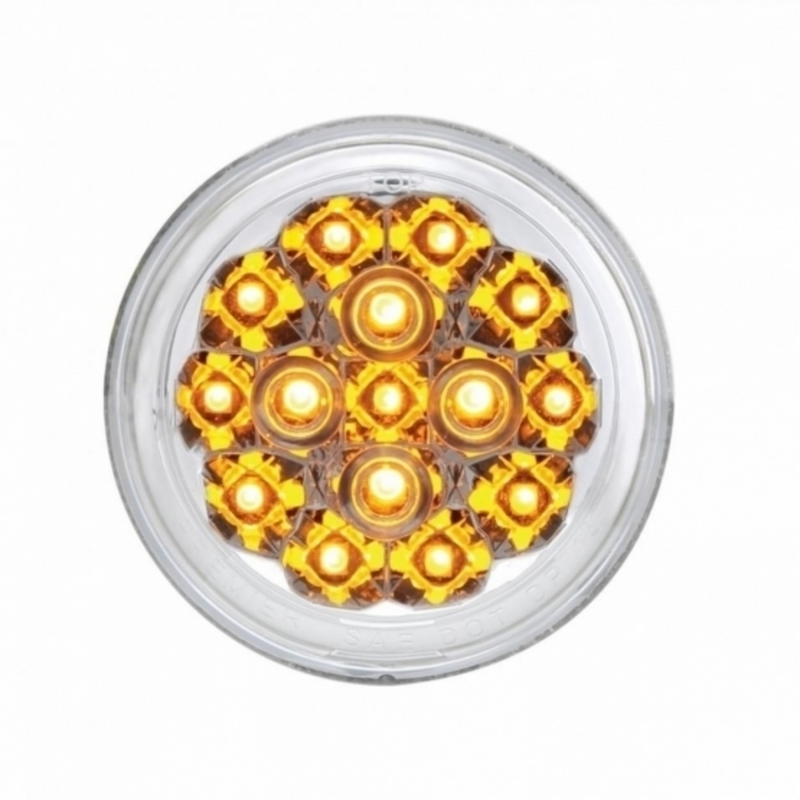Luz intermitente Harley de 15 LED de 2-3/8" - LED ámbar/lente transparente