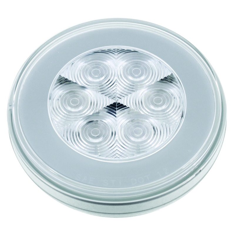21 LED 4" Round GloLight (Stop, Turn & Tail) - Red LED/Clear Lens #37134
