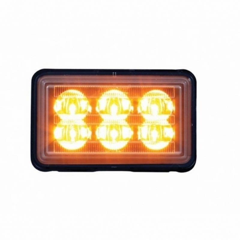 Luz de advertencia rectangular de 6 LED de alta potencia con soporte - LED ámbar (a granel)