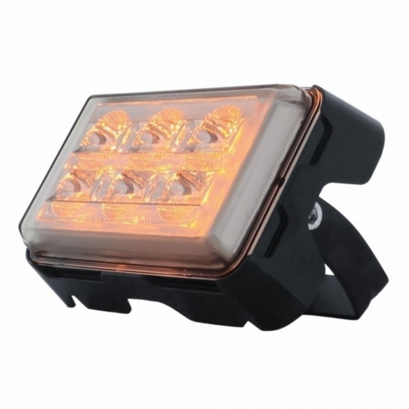 Luz de advertencia rectangular de 6 LED de alta potencia con soporte - LED ámbar (a granel)