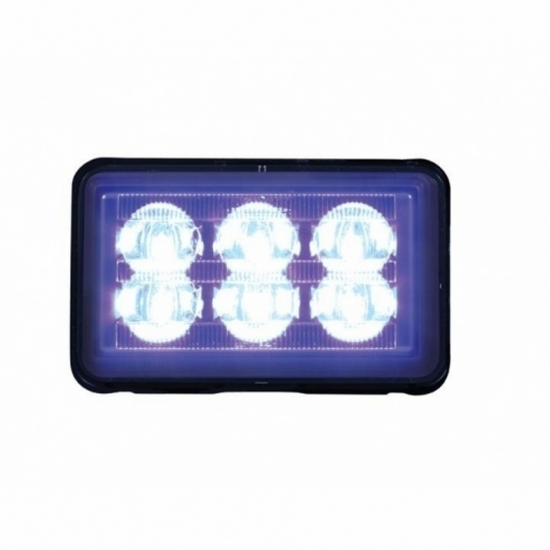 Luz de advertencia rectangular de 6 LED de alta potencia con soporte - LED azul (a granel)