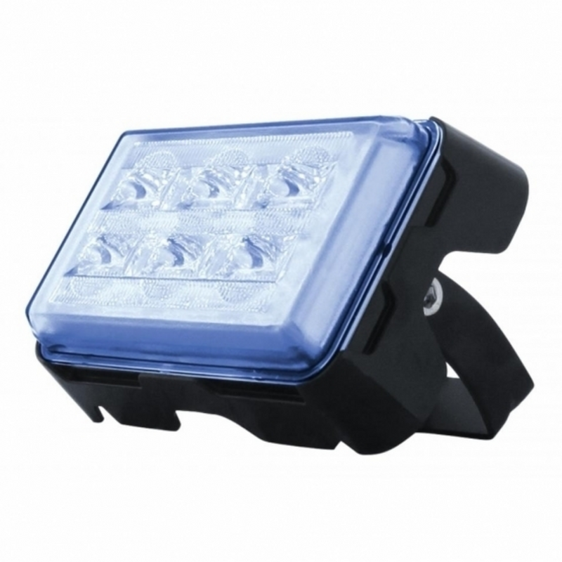Luz de advertencia rectangular de 6 LED de alta potencia con soporte - LED azul (a granel)