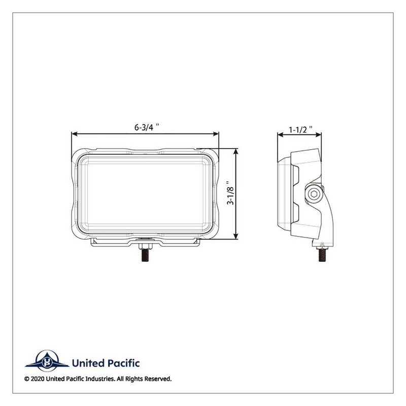 Luz de advertencia rectangular de 6 LED de alta potencia con soporte - LED azul (a granel)