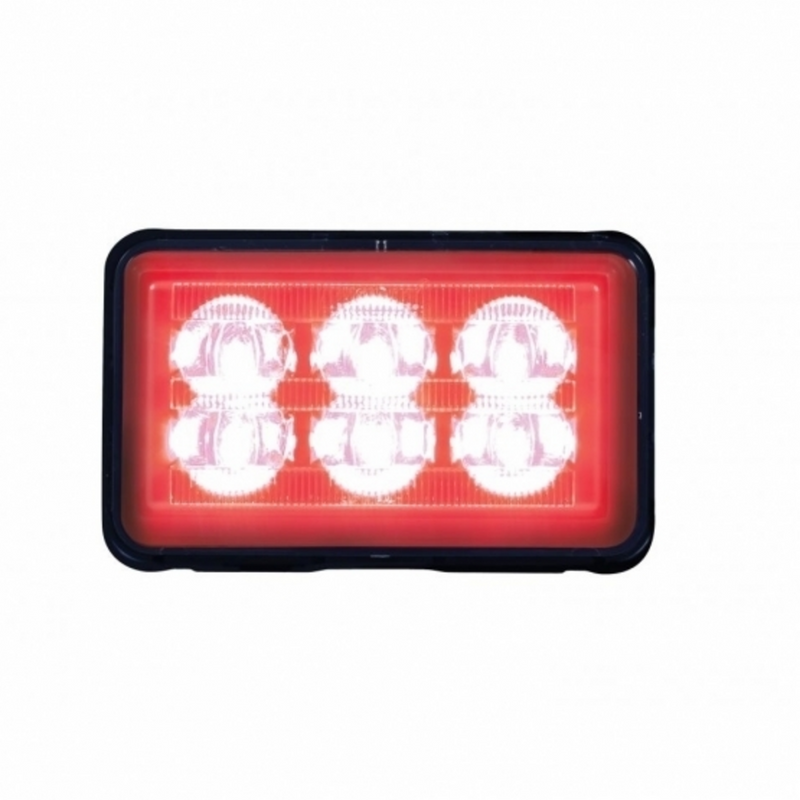 Luz de advertencia rectangular de 6 LED de alta potencia con soporte - LED rojo (a granel)