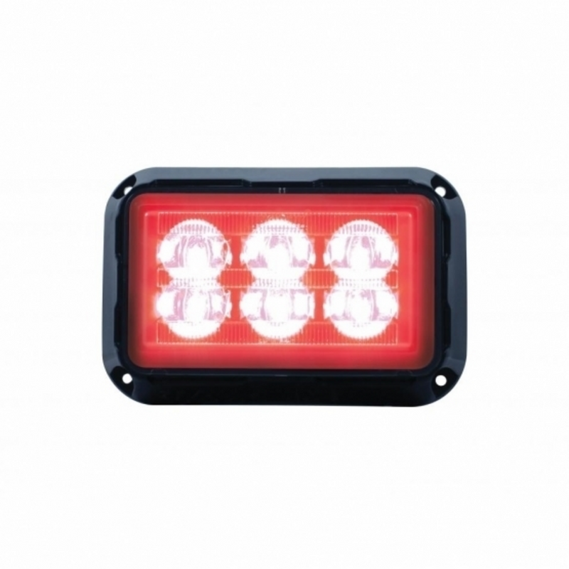 Luz de advertencia rectangular de 6 LED de alta potencia - LED rojo (a granel)