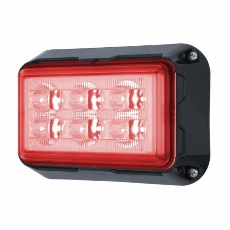Luz de advertencia rectangular de 6 LED de alta potencia - LED rojo (a granel)