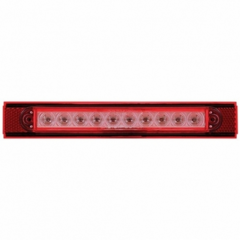 Luz de placa reflectora de visibilidad de 10 LED con reflector rojo - LED rojo / lente transparente