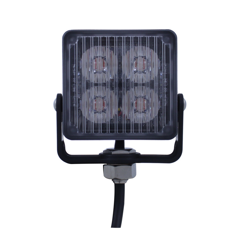 Luz de advertencia cuadrada de 4 LED de alta potencia - LED blanco (a granel)