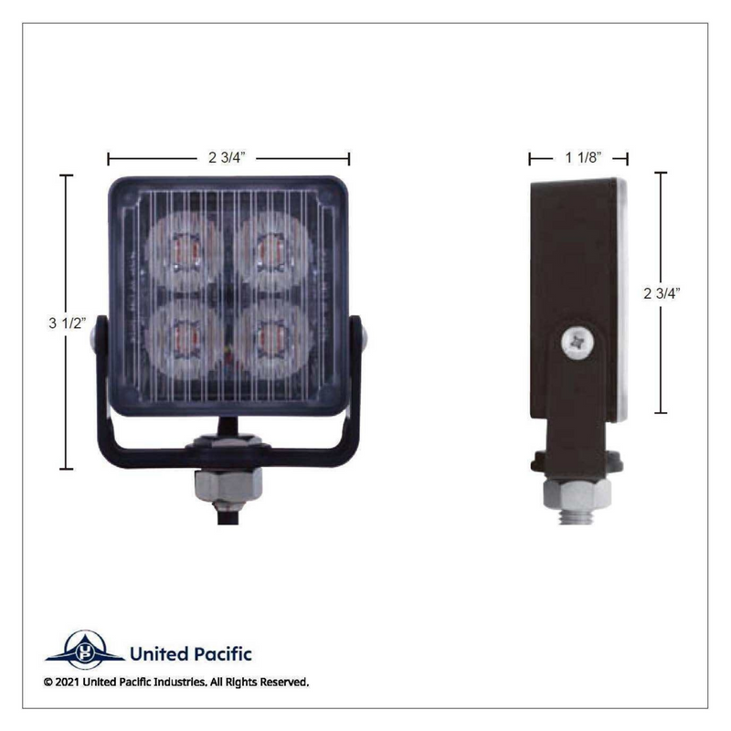Luz de advertencia cuadrada de 4 LED de alta potencia - LED blanco (a granel)