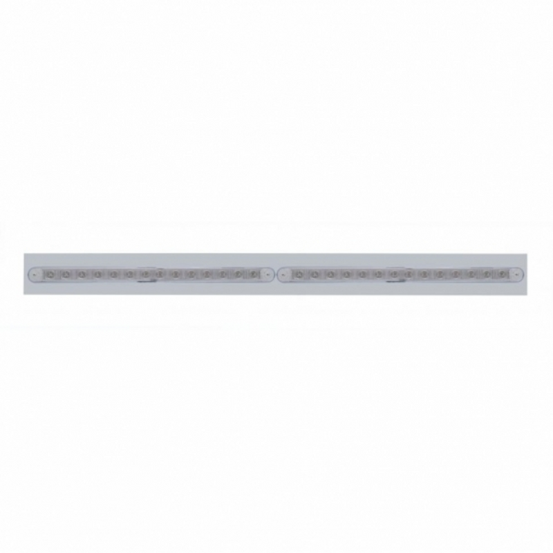 Chrome Top Mud Flap Plate With Two 14 LED 12" Light Bars - Red LED/Clear Lens