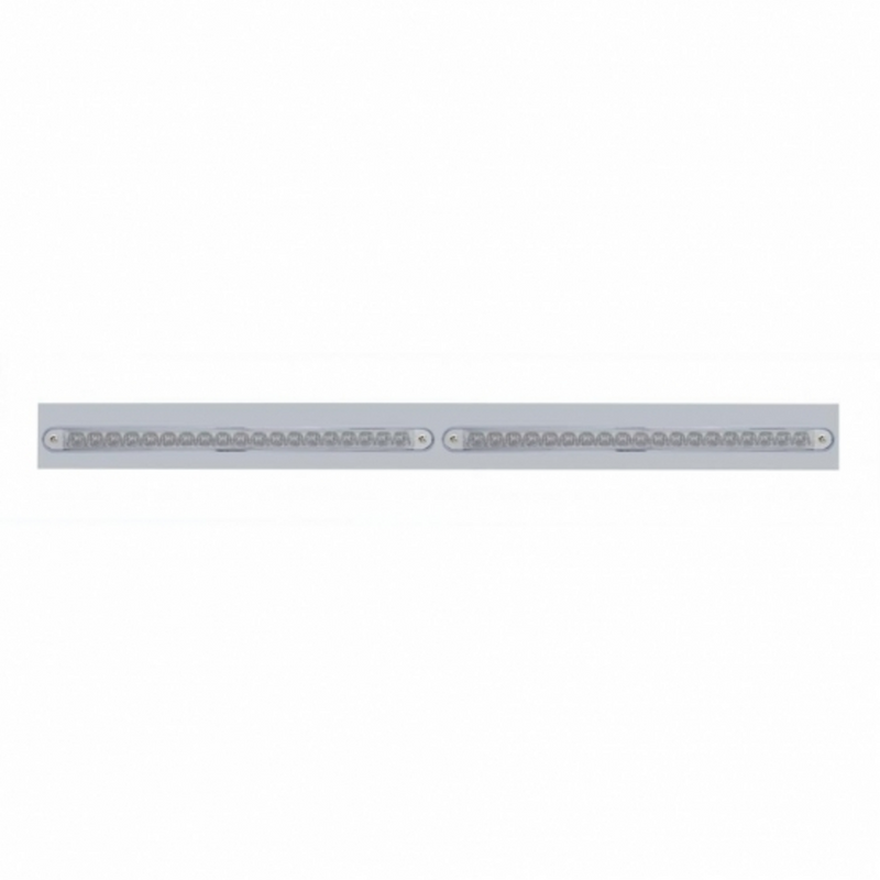 Chrome Top Mud Flap Plate With Two 19 LED 12" Reflector Light Bars - Red LED/Clear Lens